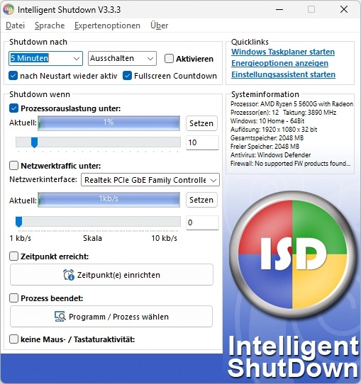 Intelligent Shutdown – PC automatisch herunterfahren