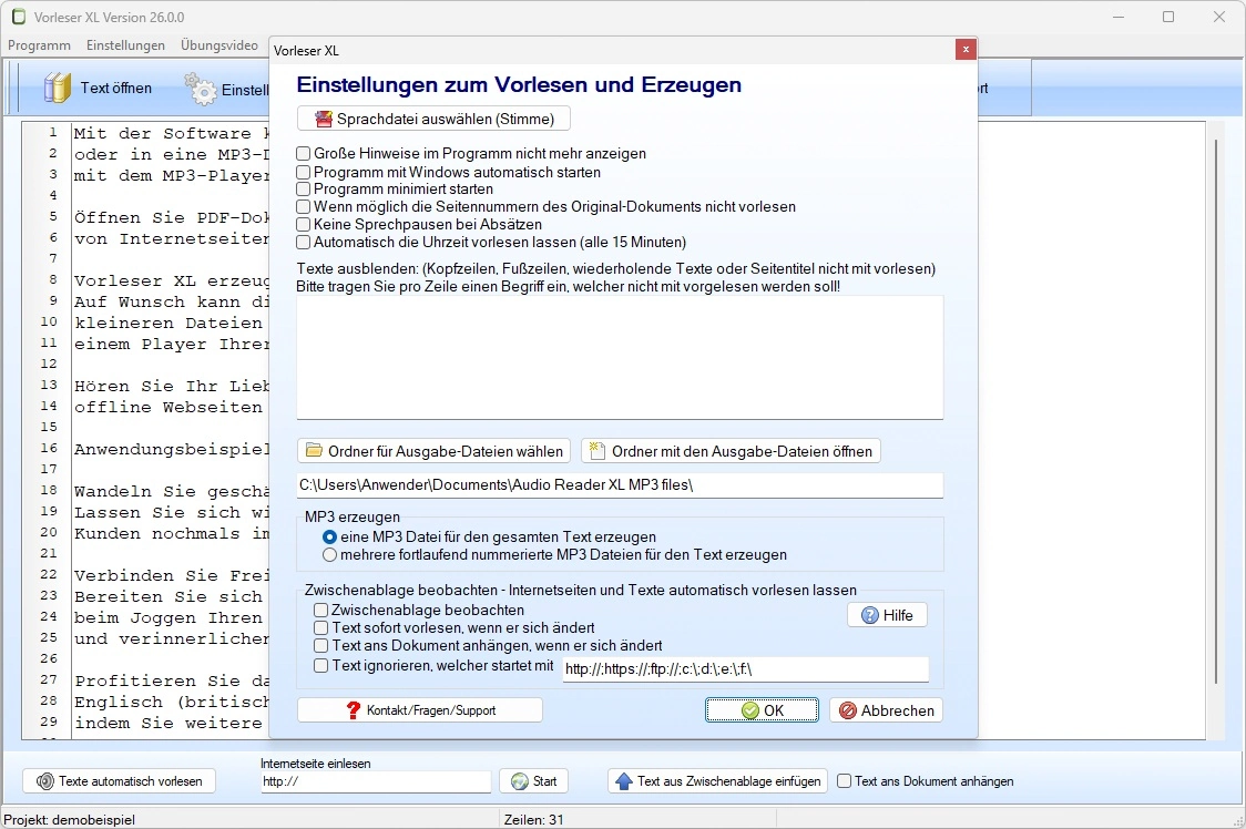 Vorleser XL – Vorleseprogramm